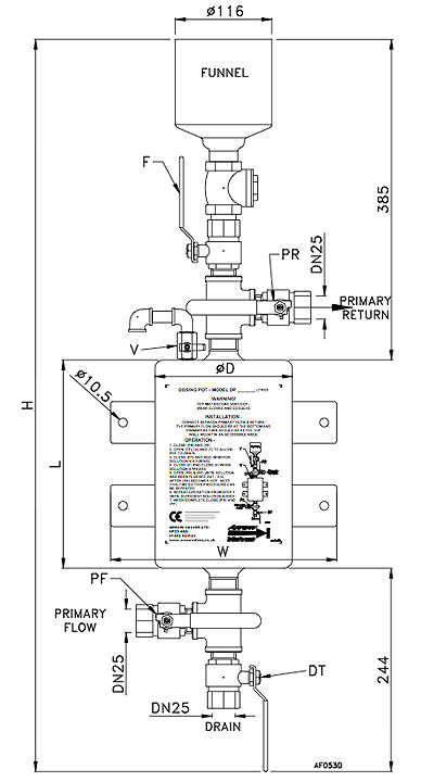 Chemical Dosing Pots Technical Drawing