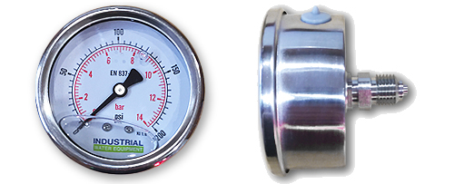 Pressure Gauge, Back Entry, 0 to 200 psi