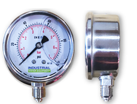 Pressure Gauge, Side Entry, 0 to 100 psi