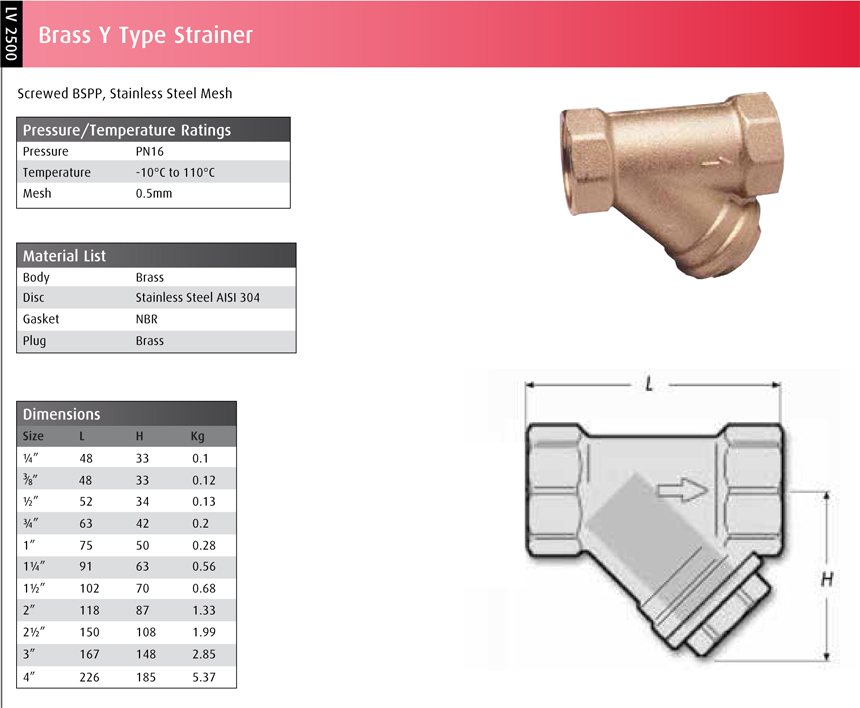 Y Type Strainer - Datasheet