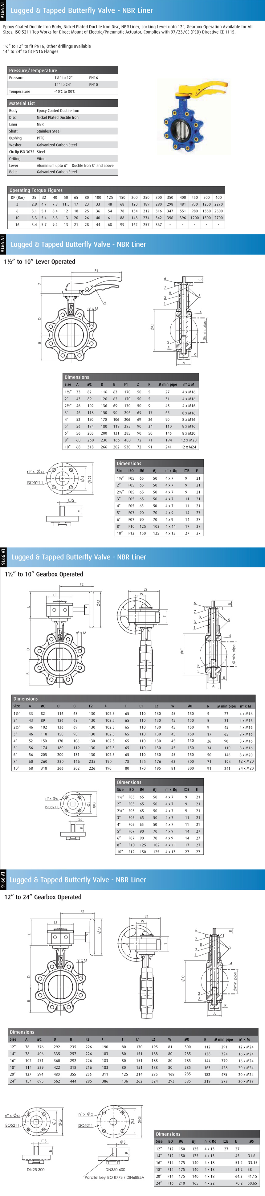 Lugged and Tapped Butterfly Valve - NBR Liner