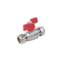 Brass Ball Valve – Compression Ends – Red Butterfly Handle