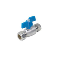 Brass Ball Valve – Compression Ends – Blue Butterfly Handle