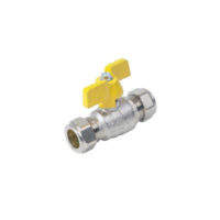 Brass Ball Valve – Compression Ends – Yellow Butterfly Handle
