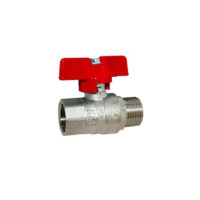 Brass Ball Valve – Standard Pattern – Male x Female – Red Butterfly Handle