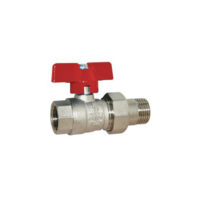 Brass Ball Valve – Male Union End – Red Butterfly Handle