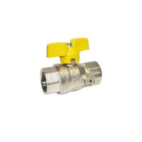Brass Ball Valve – BSI Gas Approved – Yellow Butterfly Handle – with Gauge/Test Port